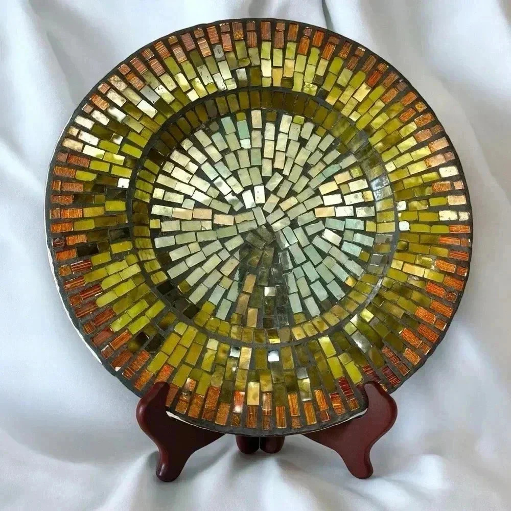 Dazzling Glass Mosaic Pattern Large Decorative Plate